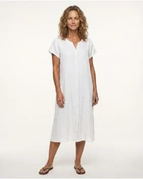 Leinenkleid Schlitzausschnitt in  wei� von Puro Lino (Bild 3)
