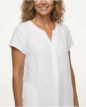 Leinenkleid Schlitzausschnitt in  wei� von Puro Lino (Bild 4)