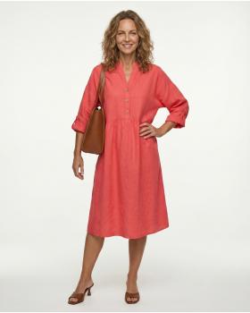 Leinenkleid Stehkragen in  koralle von Puro Lino (Bild 3)