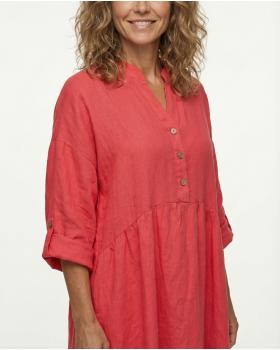 Leinenkleid Stehkragen in  koralle von Puro Lino (Bild 4)