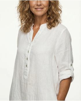 Leinenkleid Stehkragen in  weiss von Nana Ricci (Bild 4)