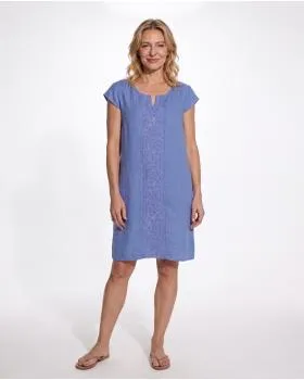 Leinenkleid Stickerei in  blau von Puro Lino (Bild 3)