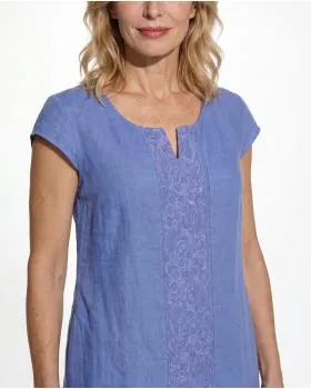 Leinenkleid Stickerei in  blau von Puro Lino (Bild 4)