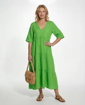 Leinenkleid V-Ausschnitt in  gr�n von Puro Lino (Bild 3)