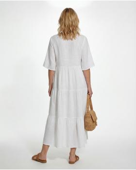 Leinenkleid V-Ausschnitt in  weiss von Puro Lino (Bild 4)