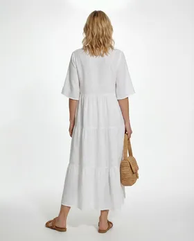 Leinenkleid V-Ausschnitt in  wei� von Puro Lino (Bild 4)