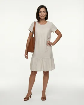 Leinenkleid Volant in  beige von Puro Lino (Bild 3)