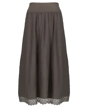 Leinenrock mit Spitze in  braun von Made in Italy (Bild 1)