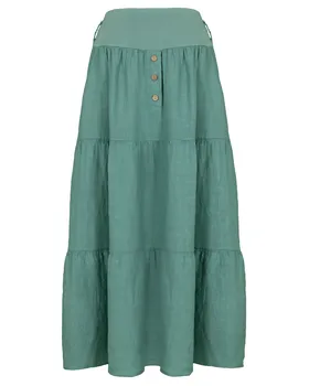 Leinenrock Stufenoptik in  jade von Made in Italy (Bild 1)