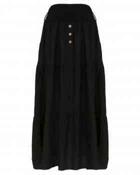 Leinenrock Stufenoptik in  schwarz von Made in Italy (Bild 1)