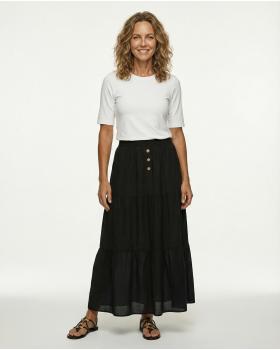 Leinenrock Stufenoptik in  schwarz von Made in Italy (Bild 2)