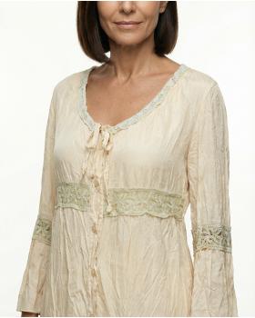 Long Bluse mit Seide in  creme von Exquisss Paris (Bild 5)