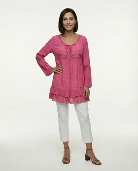 Long Bluse mit Seide in  pink von Exquisss Paris (Bild 4)