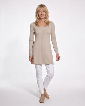 Long Pullover Zopfmuster in  beige von Spaziodonna (Bild 3)