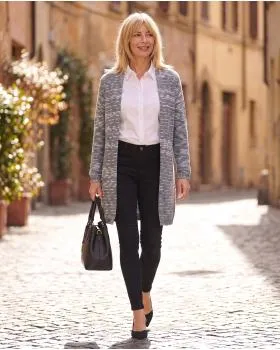 Long Strickjacke in  grau von Spaziodonna (Bild 5)