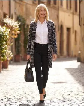 Long Strickjacke in  schwarz von Spaziodonna (Bild 5)