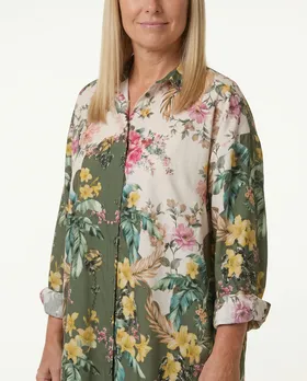 Longbluse mit floralem Print in  oliv von Blu Royal (Bild 5)