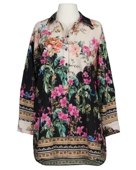 Longbluse mit floralem Print in  schwarz von Blu Royal (Bild 1)