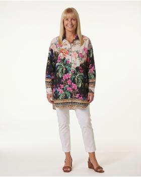 Longbluse mit floralem Print in  schwarz von Blu Royal (Bild 4)