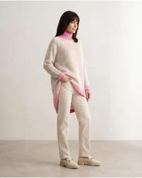 Longpullover mit Kontrastdetails in  beige von Made in Italy (Bild 4)