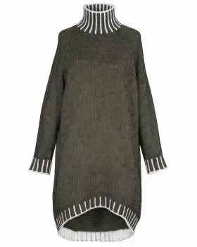 Longpullover mit Kontrastdetails in  oliv von Made in Italy (Bild 1)