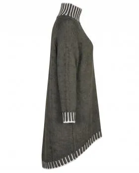 Longpullover mit Kontrastdetails in  oliv von Made in Italy (Bild 2)