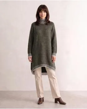 Longpullover mit Kontrastdetails in  oliv von Made in Italy (Bild 3)