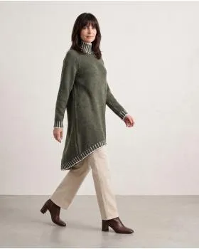 Longpullover mit Kontrastdetails in  oliv von Made in Italy (Bild 4)