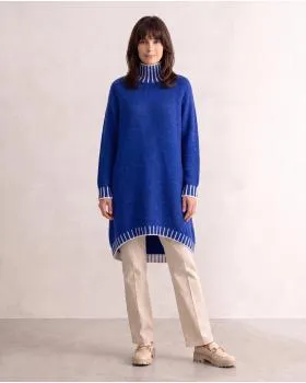 Longpullover mit Kontrastdetails in  royalblau von Made in Italy (Bild 3)