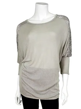 Longshirt mit Spitze in  taupe von fashion made in italy (Bild 1)