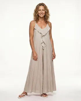 Maxikleid Baumwolle in  beige von Made in Italy (Bild 4)