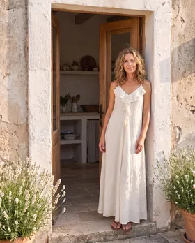 Maxikleid Baumwolle in  creme von Made in Italy (Bild 6)