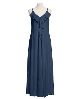 Maxikleid Baumwolle in  dunkelblau von Made in Italy (Bild 1)