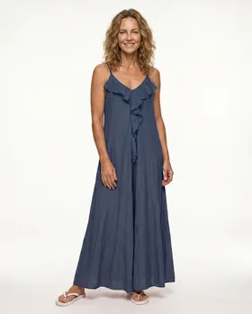 Maxikleid Baumwolle in  dunkelblau von Made in Italy (Bild 4)