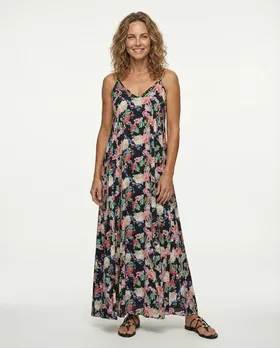 Maxikleid mit Blumen in  schwarz von Made in Italy (Bild 3)