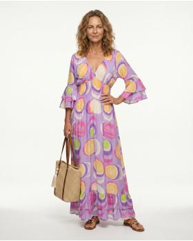 Maxikleid mit Print in  lila von H. Trend (Bild 3)