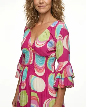 Maxikleid mit Print in  pink von H. Trend (Bild 4)