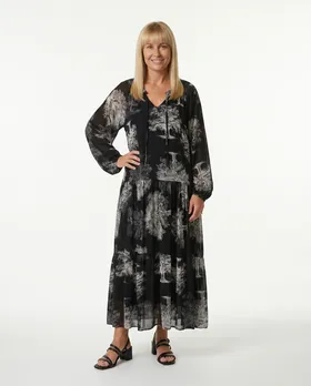 Maxikleid mit Seide in  schwarz von Made in Italy (Bild 3)