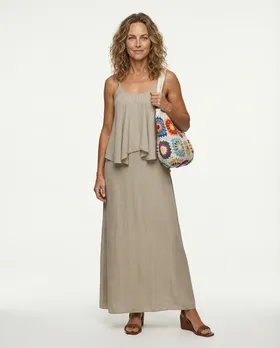 Maxikleid mit Seide in  taupe von H. Trend (Bild 3)