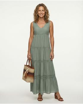 Maxikleid mit Seide 2tlg. in  khaki von Made in Italy (Bild 3)