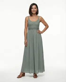 Maxikleid mit Spitze in  khaki von Diana (Bild 3)