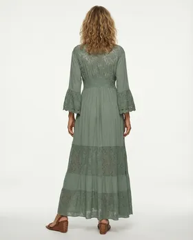 Maxikleid mit Spitze in  oliv von Made in Italy (Bild 4)