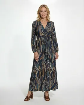 Maxikleid Wickeloptik in  blau von Made in Italy (Bild 2)