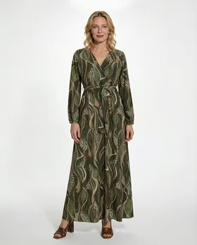 Maxikleid Wickeloptik in  oliv von Made in Italy (Bild 2)