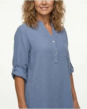 Musselin Kleid in  blau von Made in Italy (Bild 5)