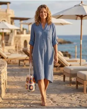 Musselin Kleid in  blau von Made in Italy (Bild 6)