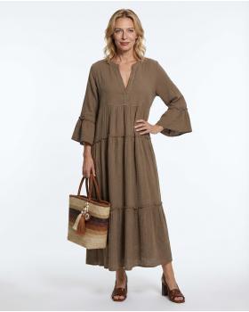 Musselin Maxikleid in  camel von Made in Italy (Bild 3)