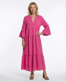 Musselin Maxikleid in  pink von Made in Italy (Bild 3)