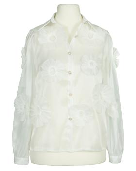 Organza Bluse mit Blumen in  weiss von Timiami (Bild 1)