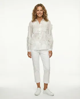 Organza Bluse mit Blumen in  wei� von Timiami (Bild 3)